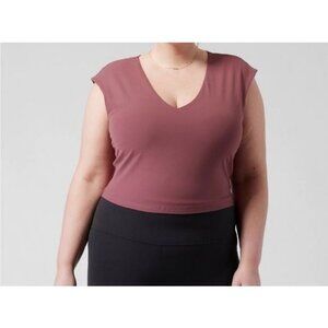 Athleta 798567 Transcend Vita Free Cropped Crop Tee Shirt Tawny Rose Women's 3X